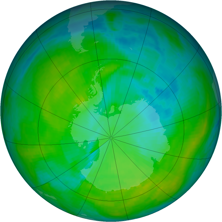 Antarctic ozone map for 12 December 1987